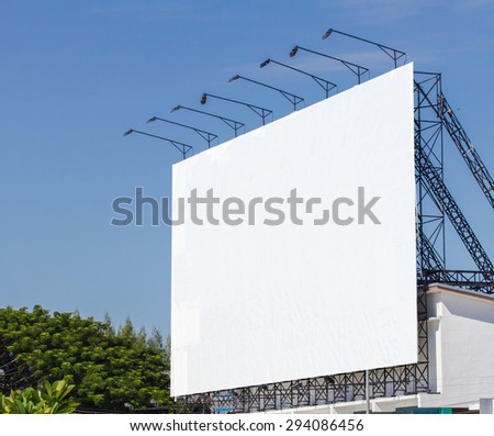 Blank billboard at daylight for advertisement, white billboard on sky background,