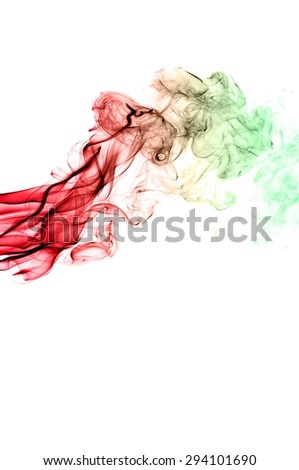 Abstract colorful smoke on white background, smoke background,colorful ink background,red and Green smoke