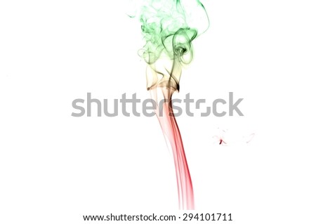 Abstract colorful smoke on white background, smoke background,colorful ink background,red and Green smoke