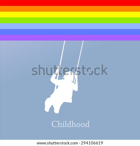 Girl on a swing Rainbow. Vector