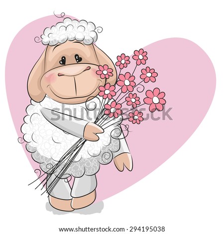 Greeting card Monkey with flowers on a heart background

