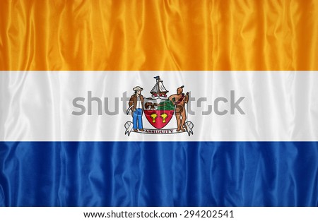 Albany ,New York flag pattern on fabric texture,retro vintage style