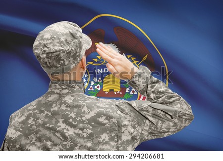 Soldier saluting to USA state flag conceptual series - Utah