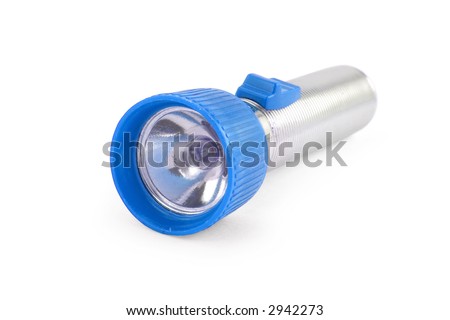 blue Flashlight with white background