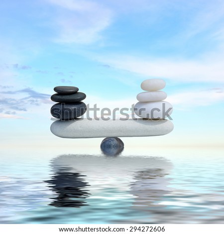 Zen concept background-The balance between the black and white zen stones Royalty-Free Stock Photo #294272606