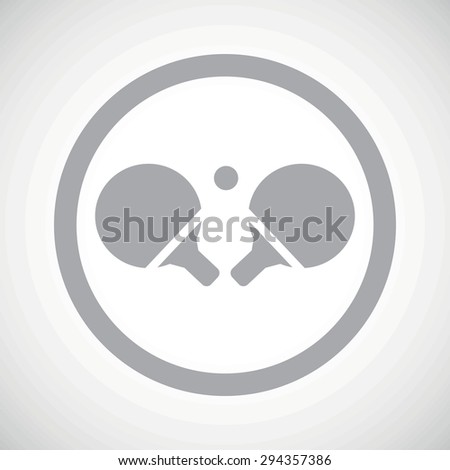 Grey image of ping pong rackets in circle, on white gradient background