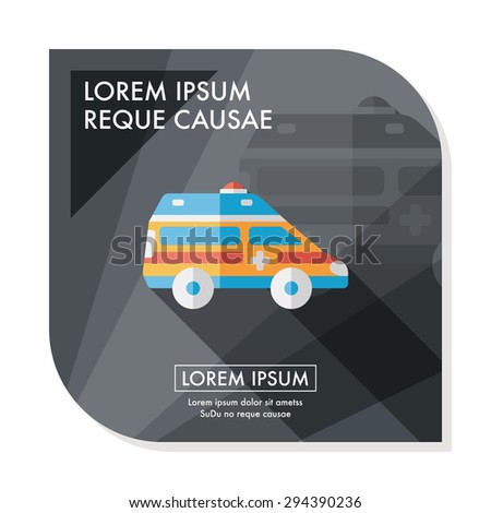 Transportation ambulance flat icon with long shadow,eps10
