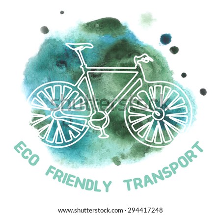 Watercolor abstract vector bicycle. Eco friendly transport concept.  EPS 10