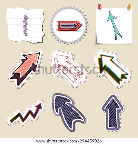 Arrows web icons set. Hand drawn and isolated. Stickers