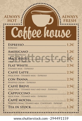 prices for coffee cups with a coffee house