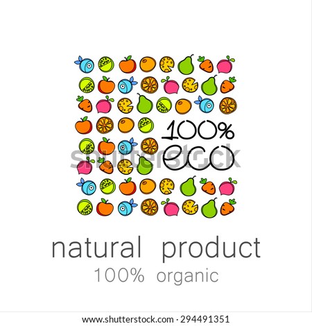 100% organic - template logo for natural organic products

