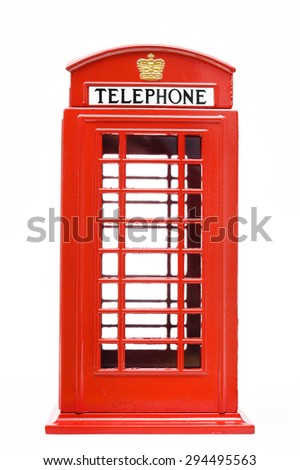 Red phone booth isolated on white background 