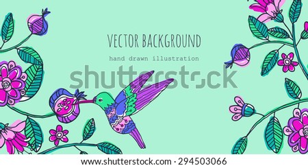 fairy garden. vector hand drawn background