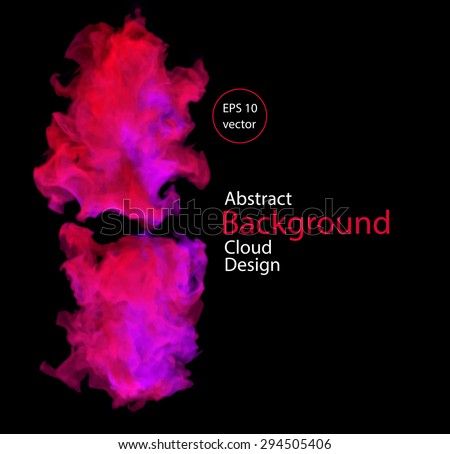 Vector abstract cloud. Vector illustration of red and pink smoke on black. Abstract banner paints. Background for banner, card, poster, poster, identity, web design