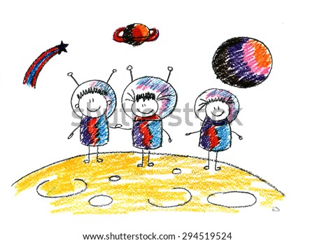 Happy kids in space. 