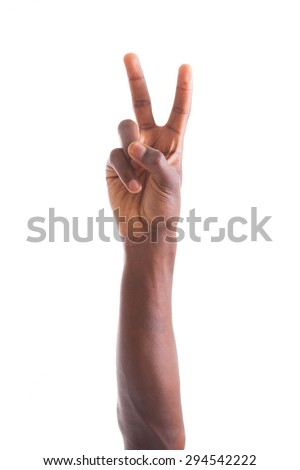 African american hand making peace  gesture - Black people