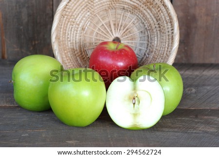 Apple on the wooden floor