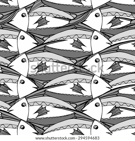 Seamless fish background. Vector illustration