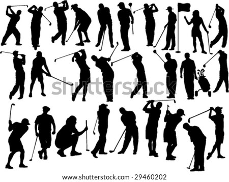 large collection of golfers silhouettes