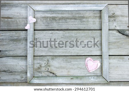 Rustic wooden sign with pink antique country wood hearts