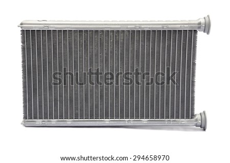 The aluminium radiator of engine on white, isolated background