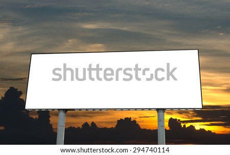 Blank billboard on beautiful sky at twilight time
