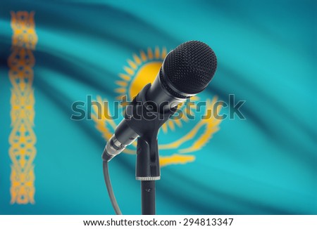 Microphone with national flag on background series - Kazakhstan