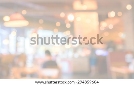 dot Pattern Pixelation effect of Coffee shop blur background with bokeh image .