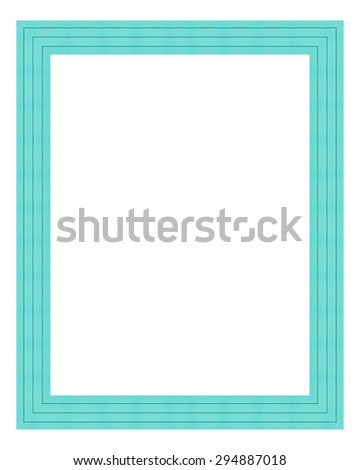 Mint color wooden frame isolated on white background. Contemporary picture frames in high resolution vibrant colors. Wooden photo frame. Wooden frame for paintings or photographs.