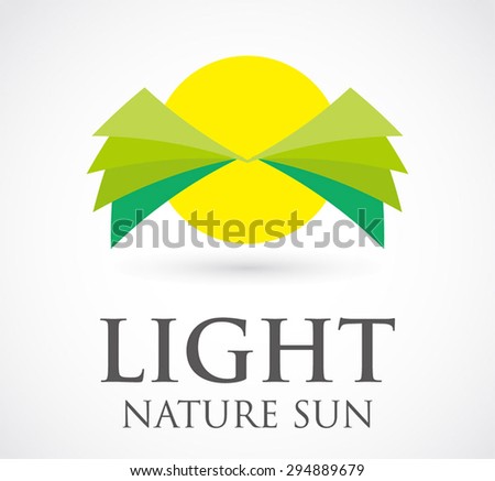 Light nature sun leaf logo element design vector shape icon symbol business template abstract company