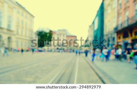 blurred city and people urban scene