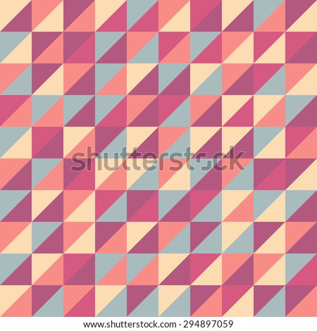 Retro pattern of geometric shapes with multi-color mosaic backdrop. Abstract geometric hipster retro triangle seamless pattern background for place your text, Vector illustration