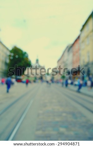 blurred city and people urban scene