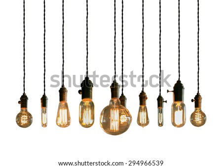 Decorative antique edison style filament light bulbs Royalty-Free Stock Photo #294966539