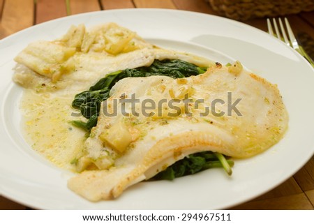 plaice fish with spinach