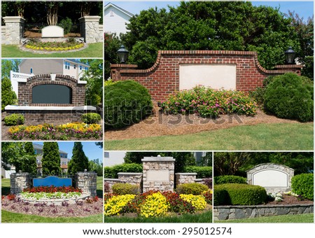 Suburban subdivisions entrances collage