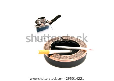 lighter and two cigarettes in the ashtray