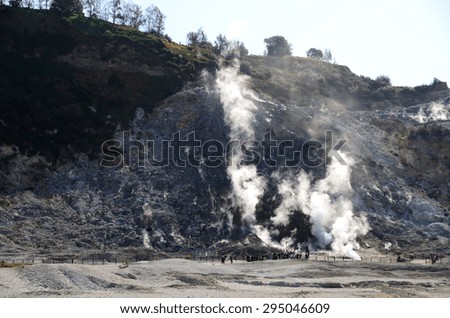 old crater of volcano with smoke in Naples