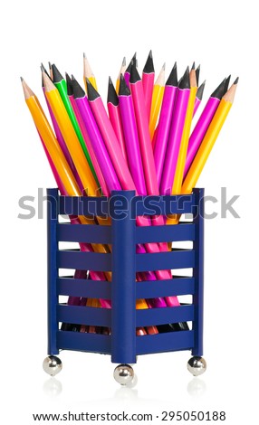 Bright wooden pencils isolated on white background