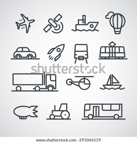 Different transport icons collection. Vector clip-art