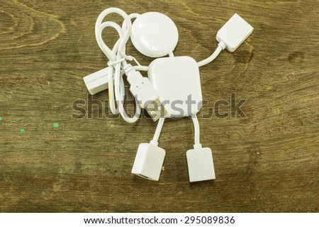 USB, Flash Drive closeup on wood background