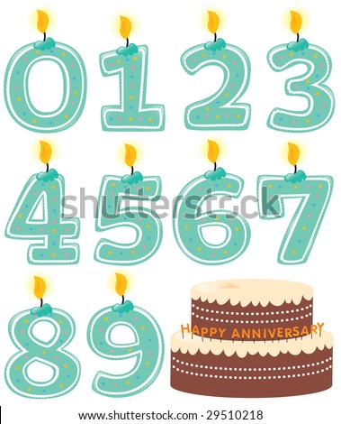 Anniversary Numbered Candle Set and Cake Isolated