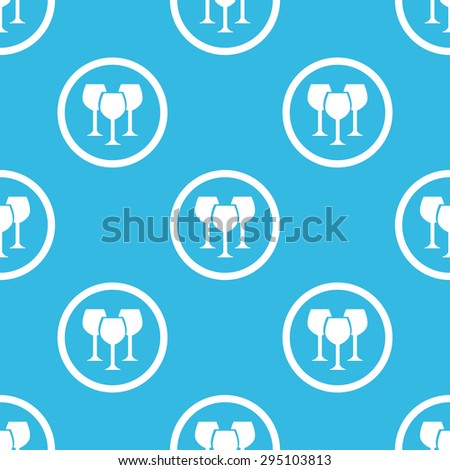Image of three wine glasses in circle, repeated on blue background