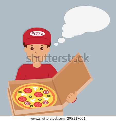 Vector Illustration isolated pizza deliveryman character