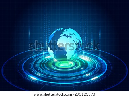 Abstract World Technology Blue Background, Vector Illustration