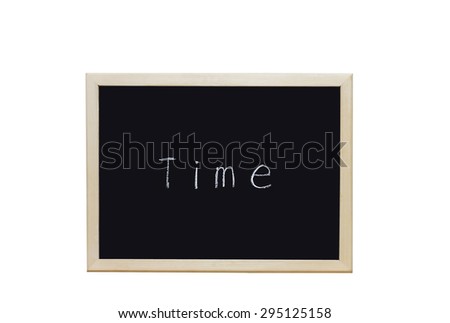 Time written with white chalk on blackboard.