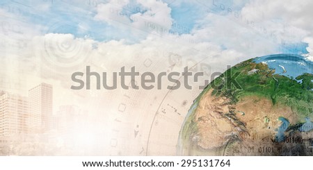 Earth planet on technology background. Elements of this image are furnished by NASA