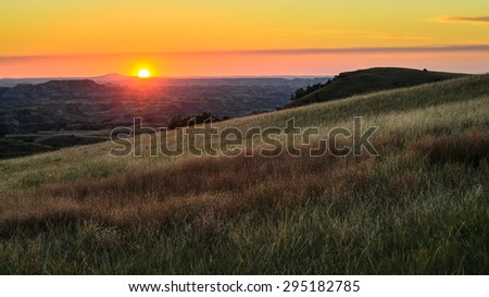 Sunset at Theodore Roosevelt Wilderness Royalty-Free Stock Photo #295182785