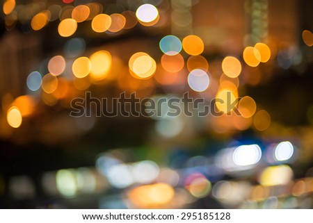 City lights in bokeh at night