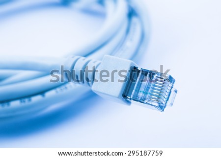 lan cable with blue color tone, technology concept for background design